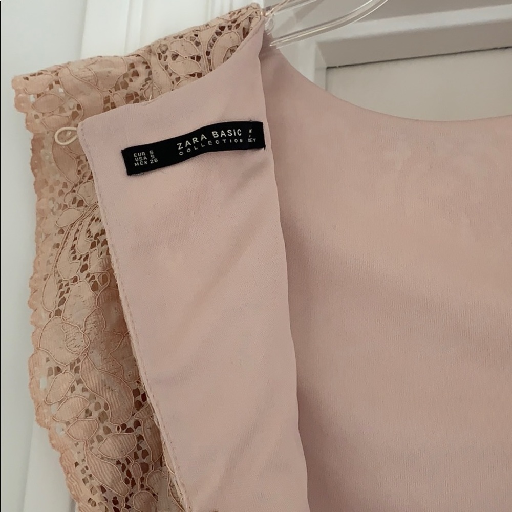 Zara Basic Nude Pink Lace Midi Dress View 6